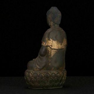 Rare Spectacular Unusual Archaic China Bronze Buddha Seated Statue Sculpture 4