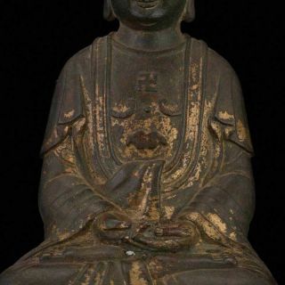 Rare Spectacular Unusual Archaic China Bronze Buddha Seated Statue Sculpture 8