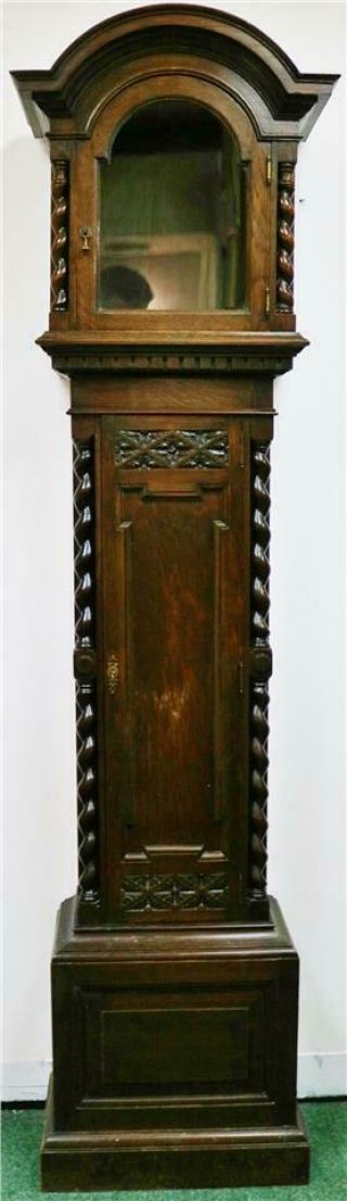 Antique English Carved Solid Oak Grandfather Longcase Clock Case Spares/repair