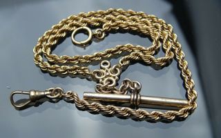 Antique Gold Filled Pocket Watch Rope Chain Fob /t - Bar