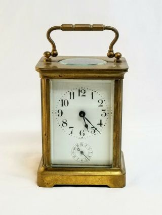 Antique French Duverdrey & Bloquel Carriage Clock Brass Officer Mantel Shelf