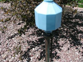 Pretty 10 Sided Blue Milk Glass D & S Pattern Old Lightning Rod Ball