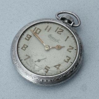 Vintage Ingersoll Junior Radiolite Usa Pocket Watch Not Running Parts Repairs