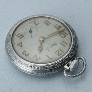 Vintage INGERSOLL JUNIOR RADIOLITE USA Pocket Watch Not Running Parts Repairs 2