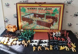 Louis Marx (1968) Carry All Action Fort Apache Play Set - Cowboys & Indians Toys