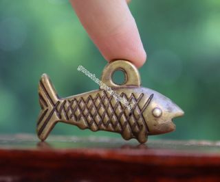 5 Cm Chinese Pure Bronze Handwork Lucky Animal Small Carp Fish Amulet Pendant