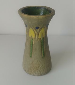 Roseville Mostique Flared Vase Pottery 6 " 164 Tulip Mission Art Deco Circa 1917