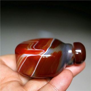Exquisite Hand - carved Natural Banded Agate Snuff Bottle - Madagascar 4