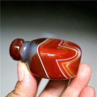Exquisite Hand - carved Natural Banded Agate Snuff Bottle - Madagascar 5