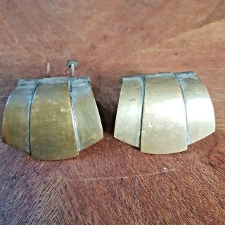 Pair Art Deco Heavy Solid Brass Shell Furniture Handles