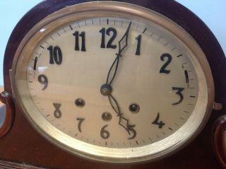 Large Antique Gustav Becker Wooden Mantel Clock Wind Up Chime 2