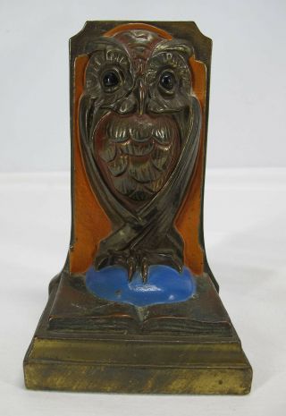 Antique c 1920 Art Deco Nouveau Owl Bookends attrb Pompeian Bronze Company yqz 4