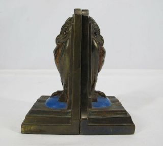 Antique c 1920 Art Deco Nouveau Owl Bookends attrb Pompeian Bronze Company yqz 5