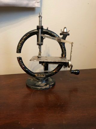 Antique Midget Crank Sewing Machine Toy RARE 2