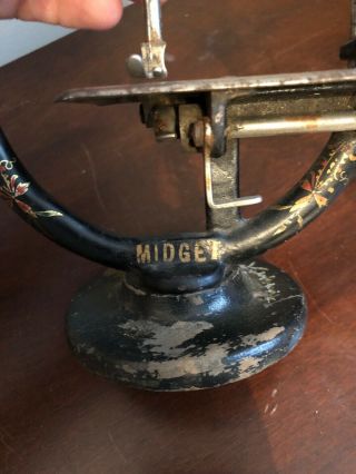 Antique Midget Crank Sewing Machine Toy RARE 9