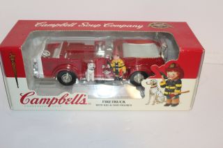 Campbell Soup Collectible 1996 Firetruck With Dog And Campbell Soup Kid