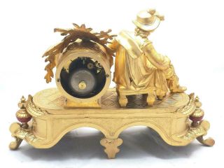 Antique French Mantle Clock 1880 ' s Stunning Gilt & Red Sevres Striking Figural 8