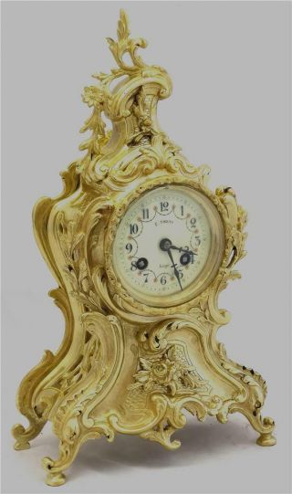 Antique French mantle Clock Stunning Rococo Gilt Bronze 8 Day Garniture Set 1878 5