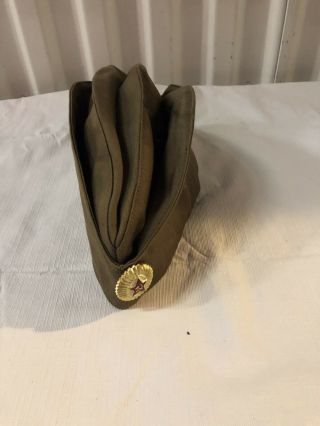 Ww2 Wwii " Pilotka " Russian Soviet Cap Hat With Cockade Officer Pin 57