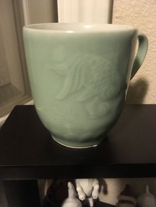 Chinese Celadon Koi Green Porcelain Mug 4