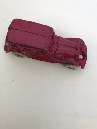 Antique Toy Car Cast Iron - Red.  Wheels Good