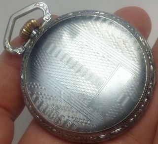ANTIQUE ELGIN 14s OPEN FACE POCKET WATCH WITH ORNATELY ENGRAVED CASE (E42) 5
