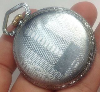 ANTIQUE ELGIN 14s OPEN FACE POCKET WATCH WITH ORNATELY ENGRAVED CASE (E42) 6