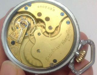ANTIQUE ELGIN 14s OPEN FACE POCKET WATCH WITH ORNATELY ENGRAVED CASE (E42) 8