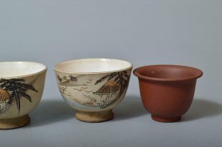 T1854: Japanese Seto - ware Banko - ware Guinomi Sakazuki SAKE CUP Bundle 8