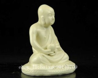 chinese old Dehua white porcelain carved sit quietly arhat Buddha statue b02 2