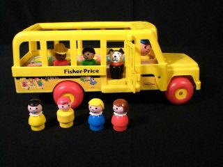 Vintage 8 Piece Fisher Price Little People Play Family 88 Yellow School Bus 192