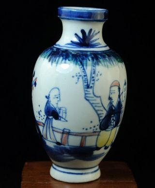 Old Blue And White Porcelain Hand Painted Ancients Porcelain Ornamental Vase B01