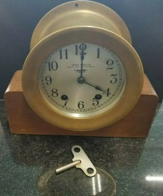 Seth Thomas Antique Ships Bell Strike Model 66 Clock With Stand Running