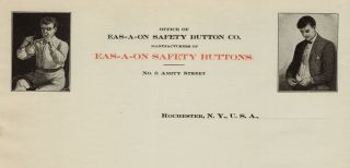 RARE ca 1905 Eas - a - on Button Billhead & Brochure Rochester NY Advertising NOS 2