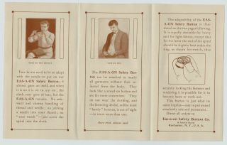 RARE ca 1905 Eas - a - on Button Billhead & Brochure Rochester NY Advertising NOS 4