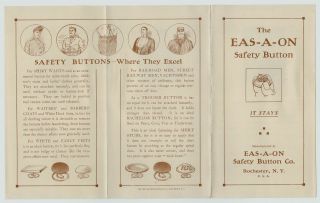 RARE ca 1905 Eas - a - on Button Billhead & Brochure Rochester NY Advertising NOS 5