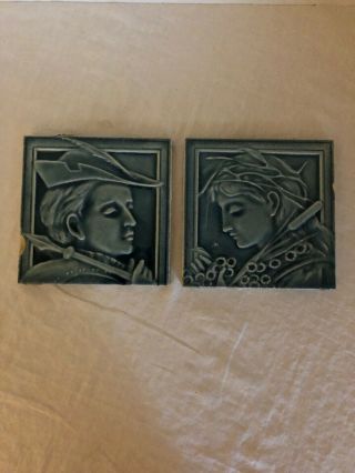 Robin Hood & Marian Antique Hamilton Tile Ceramic Portrait Tiles