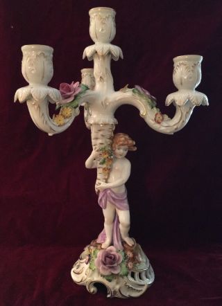 Antique Porcelain Candelabra Young Child Von Schierholz Germany Signed 1910 - 1920