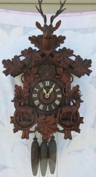 Antique Black Forest Cuckoo Quail Clock,  Exc Cond,  Nr,  Look