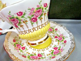 Royal Albert Tea Cup And Saucer Yellow Pink Roses Green Park Series Teacup