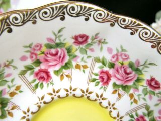 ROYAL ALBERT tea cup and saucer yellow pink roses Green Park series teacup 4