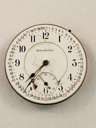 Vintage Burlington By Illinois 16s Pocket Watch Movement Only Grade 107,  21j