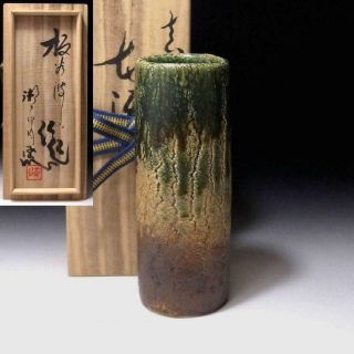 Bg7: Vintage Japanese Pottery Vase,  Seto Ware By 1st Class Potter,  Kasen Kato