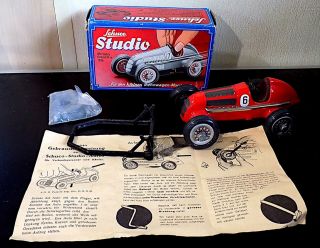 Vintage Tinplate Clockwork Schuco Studio 1050 Mercedes Gp 1936 Racing Car.  Nmib