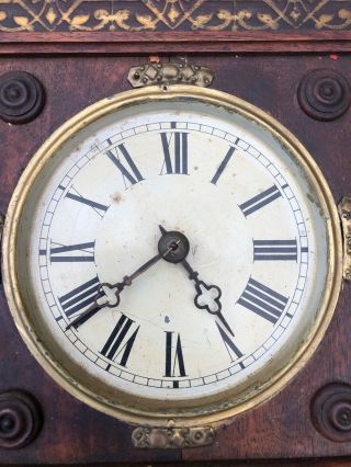 100,  Year old VINTAGE ANTIQUE WALL CLOCK W PENDULUM AND CHIME 7