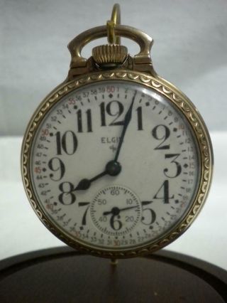Elgin 616 Open Face Pocket Watch 1950,  17 Jewels 10k Rolled Plated Gold Part/R 2
