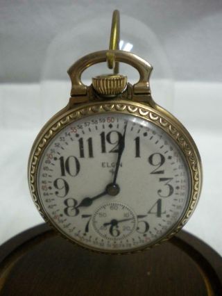 Elgin 616 Open Face Pocket Watch 1950,  17 Jewels 10k Rolled Plated Gold Part/R 7
