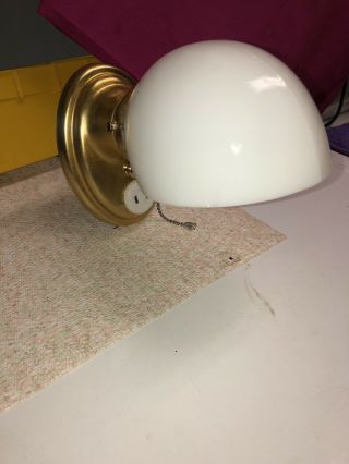 Vintage Milk Glass Art Deco Antique Wall Sconce Light Bathroom Fixture Plug 2