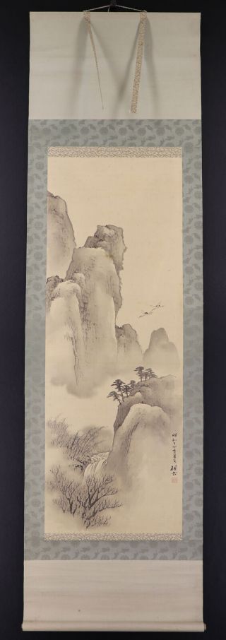 JAPANESE HANGING SCROLL ART Painting Sansui Landscape Asian antique E7791 2