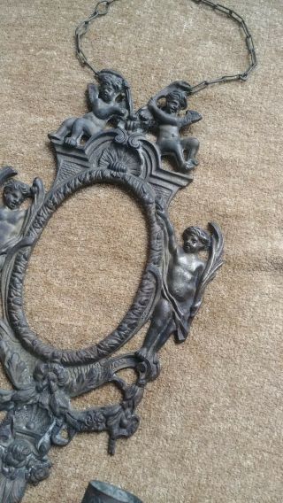 Antique Vintage Solid Brass Candle Wall Sconce Frame with Cherubs 4